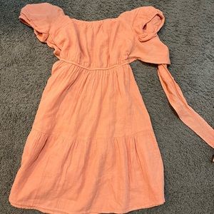 Orange sundress with short sleeves!! Super cute for summer.